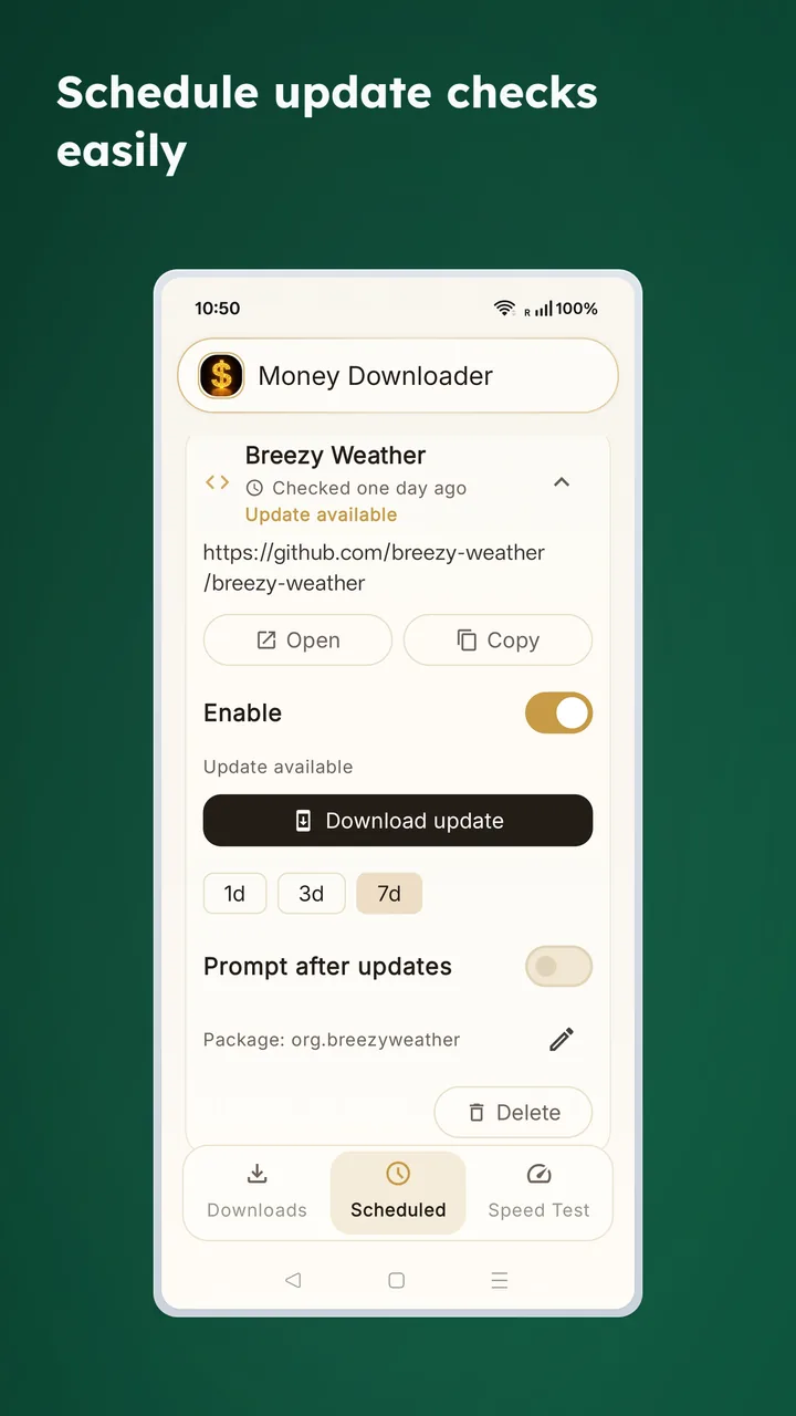 Scheduled source settings