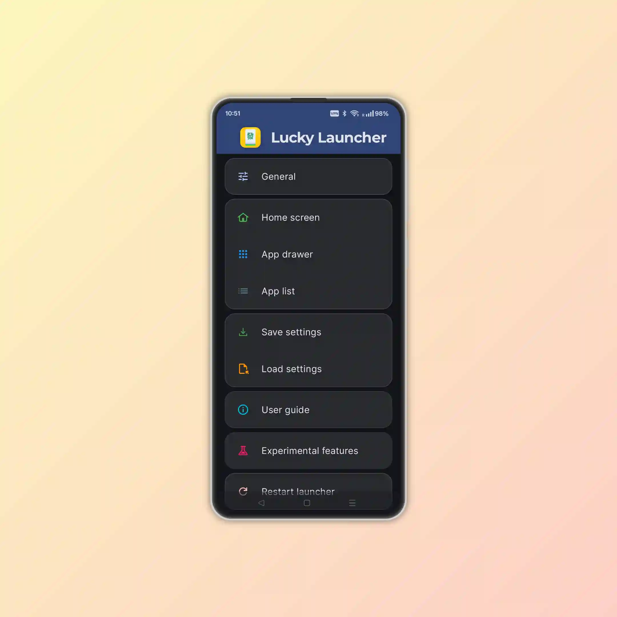 Launcher settings overview
