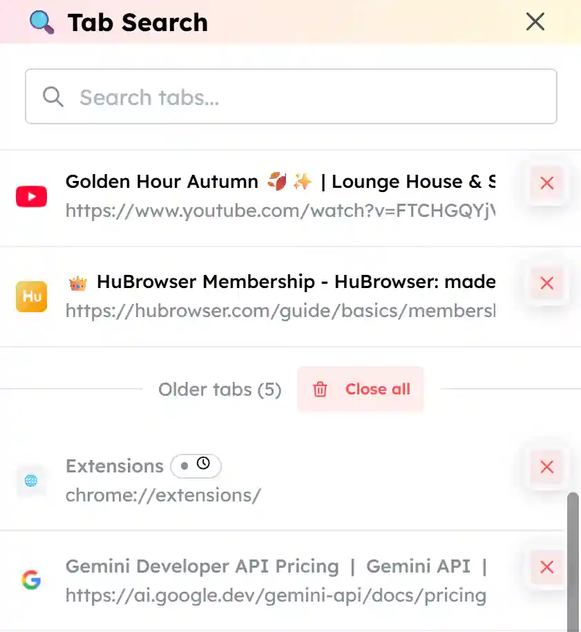 Tab Search feature screenshot