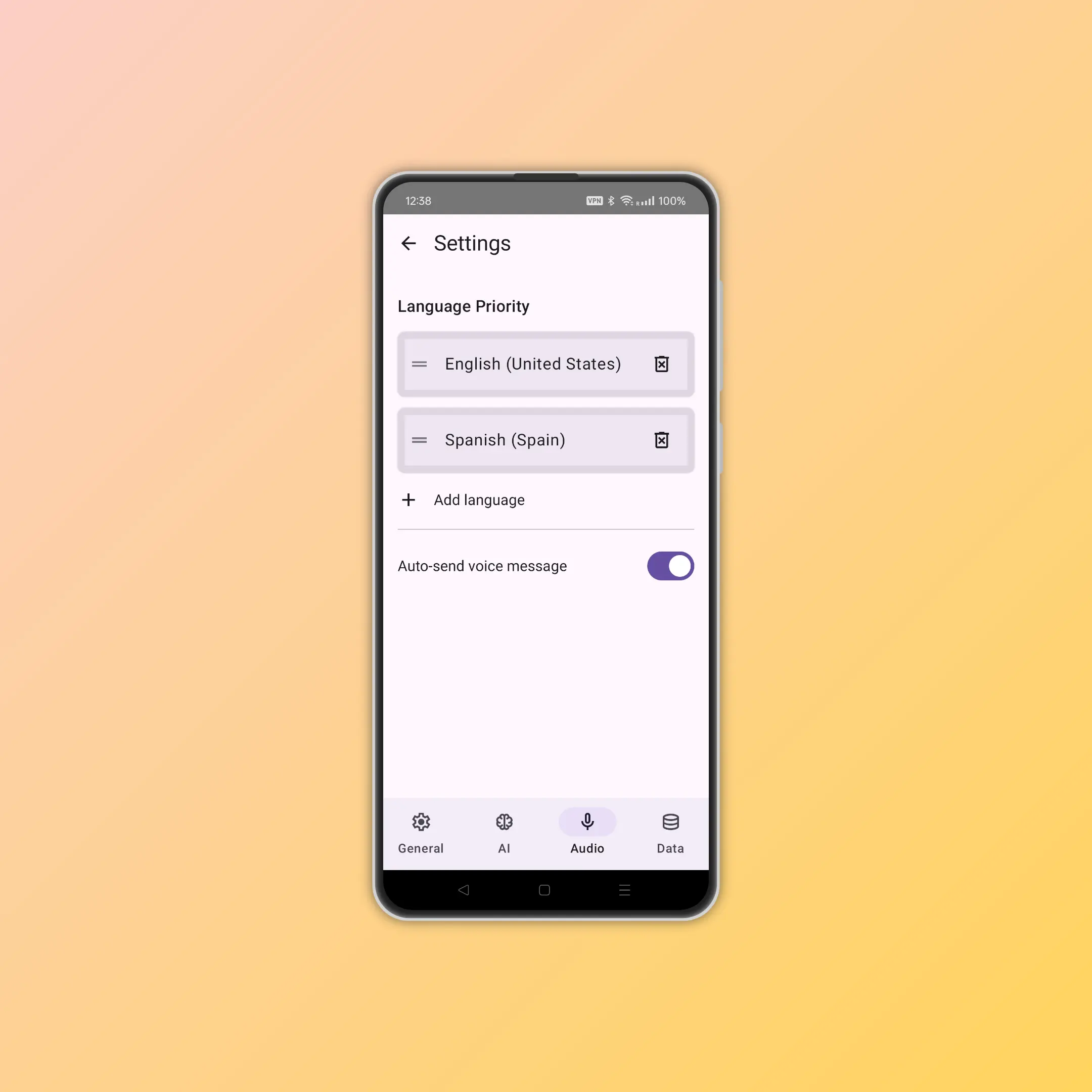 Voice Language Settings